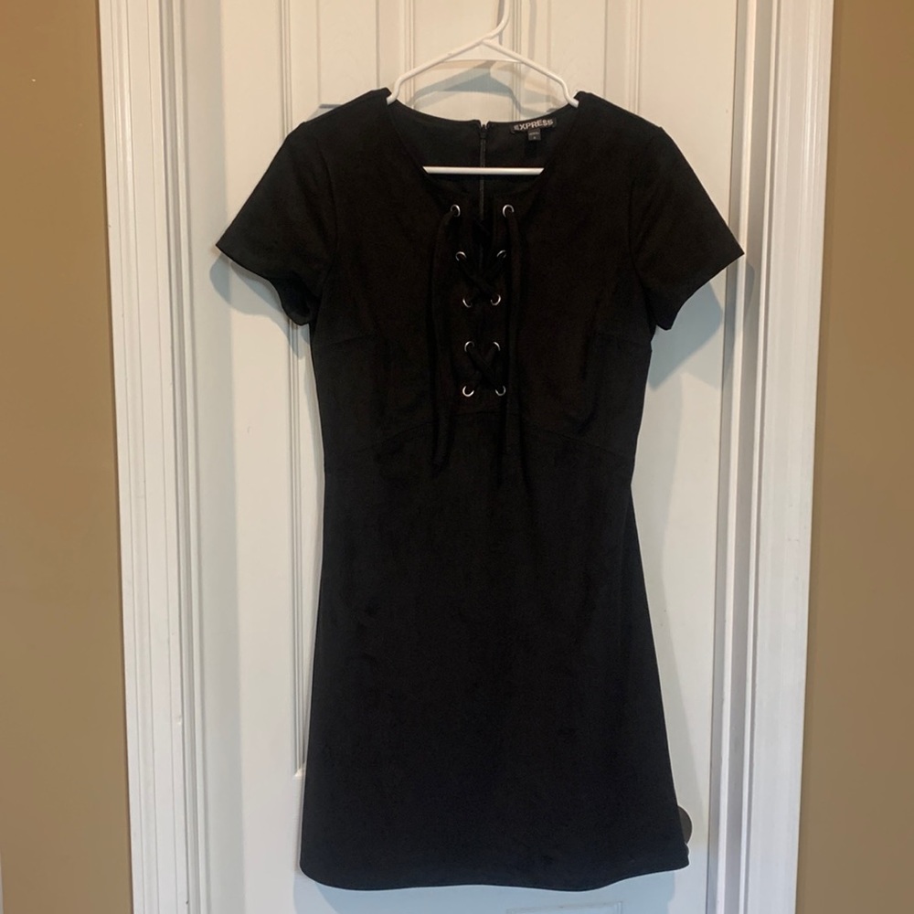 Express Faux Suede Fit and Flare Dress